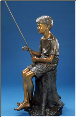 現(xiàn)代小男孩釣魚人物銅雕塑 現(xiàn)代小男孩釣魚人物銅雕塑