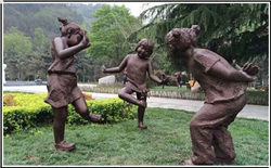 鑄銅關(guān)公 公園小孩踢毽子銅雕塑