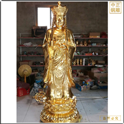 純銅貼金地藏菩薩站像 純銅貼金地藏菩薩站像
