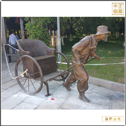 景區拉車人物銅雕塑 景區拉車人物銅雕塑