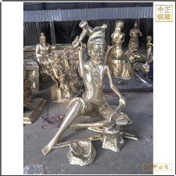鑄銅關公 古代打鐵人物銅雕塑