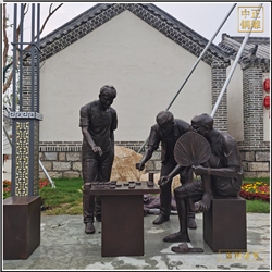 鑄銅關公 室外下棋人物銅雕塑