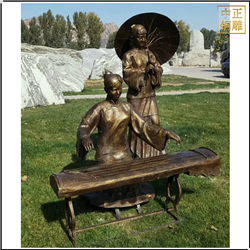 彈古箏人物銅雕塑 彈古箏人物銅雕塑