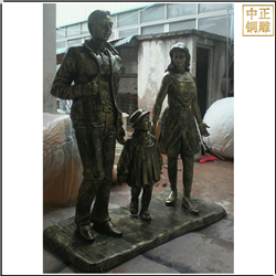 一家三口逛街人物銅雕塑 一家三口逛街人物銅雕塑