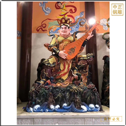 銅雕彩繪四大天王佛像坐像