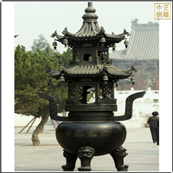 寺廟圓形四柱鑄銅香爐 寺廟圓形四柱鑄銅香爐
