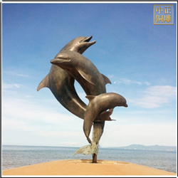 鑄銅關(guān)公 沙灘海豚動物雕塑