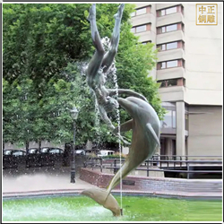 鑄銅關(guān)公 海豚魚人玩耍噴泉雕塑