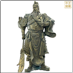鑄銅關公 提刀捋胡子銅關公雕塑